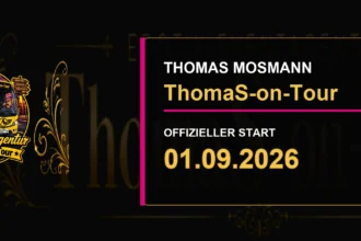 Pre-Launch-Flyer von ThomaS-on-Tour mit Informationen zu Partys, Erotikcastings und dem Start am 1. September 2026